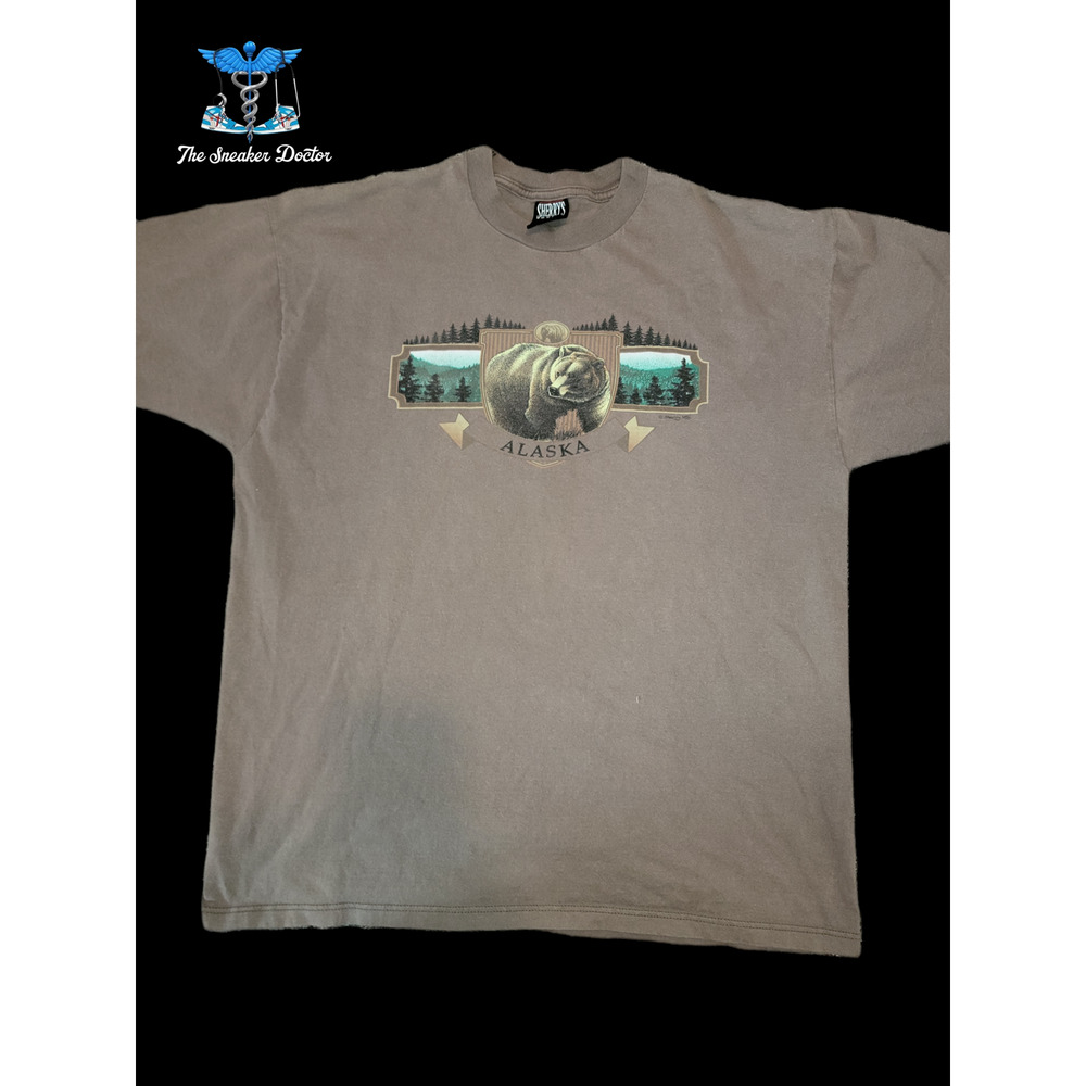 Vintage Sherry's Best Alaska Bear Graphic Brown Shirt Size XL Made In USA